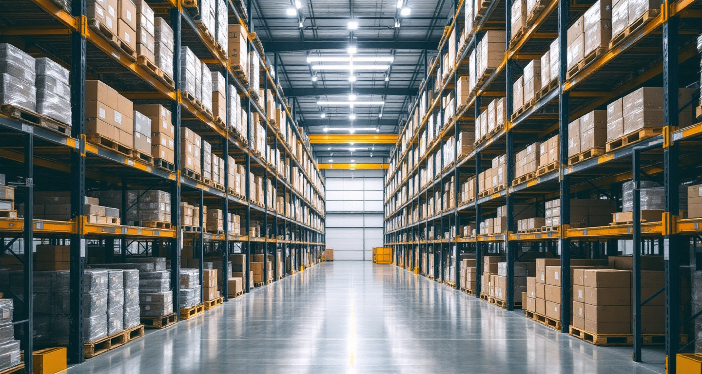 Modern warehouse with flexible storage solutions